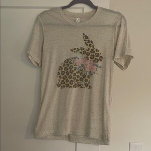Leopard Print Bunny Women's Tee - Cream